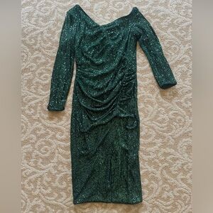 Self Portrait Green Sequin Dress (Size 12)(Preowned)